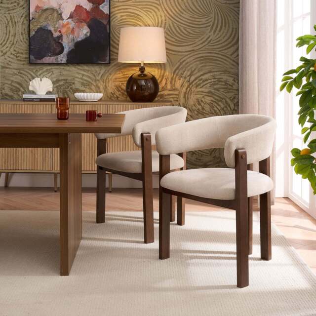 DUSK Bridget Set of 2 Dining Chairs - Chenille Oatmeal - image 1