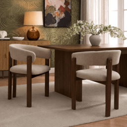 DUSK Bridget Set of 2 Dining Chairs - Chenille Oatmeal - thumbnail 2
