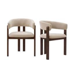 DUSK Bridget Set of 2 Dining Chairs - Chenille Oatmeal - thumbnail 8