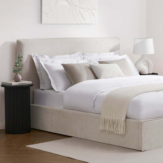 DUSK Oslo Ottoman Storage Bed - Ivory - Double - image 1