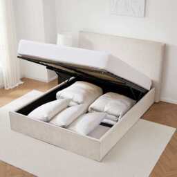 DUSK Oslo Ottoman Storage Bed - Ivory - Double - thumbnail 9