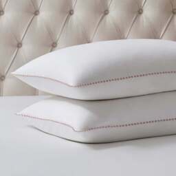 DUSK Girona 200 Thread Count Pom-Pom Duvet Cover - Cotton - White/Pink - Single - thumbnail 5
