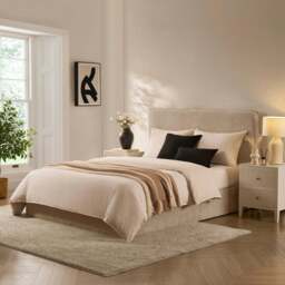 DUSK Oslo Ottoman Storage Bed - Textured Oatmeal - Double
