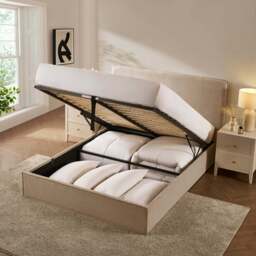 DUSK Oslo Ottoman Storage Bed - Textured Oatmeal - Double - thumbnail 6
