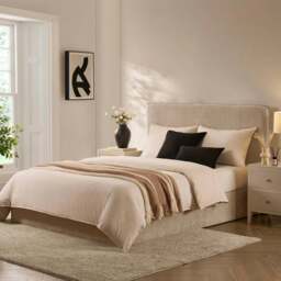 DUSK Oslo Ottoman Storage Bed - Textured Oatmeal - Double - thumbnail 2