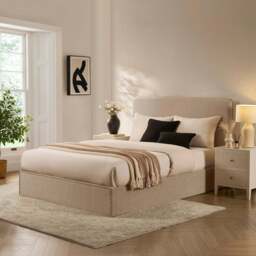 DUSK Oslo Ottoman Storage Bed - Textured Oatmeal - Double - thumbnail 3