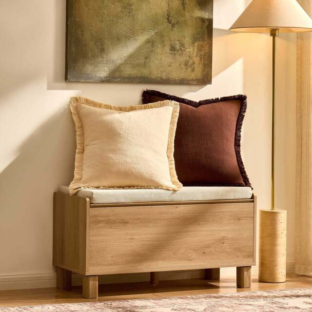 DUSK Avalon Storage Bench - Light Oak Effect - image 1