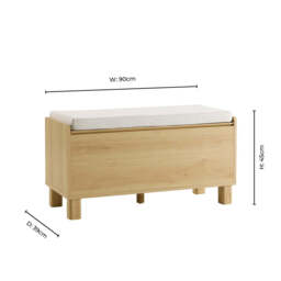 DUSK Avalon Storage Bench - Light Oak Effect - thumbnail 9
