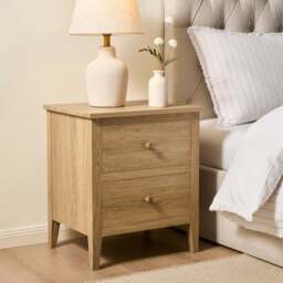 DUSK Nell 2 Drawer Bedside Table - Light Wood - thumbnail 2