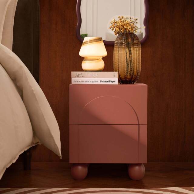 DUSK Rachel Arch Front 2 Drawer Bedside Table - Terracotta - image 1