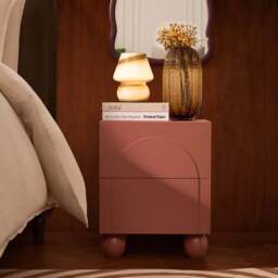 DUSK Rachel Arch Front 2 Drawer Bedside Table - Terracotta