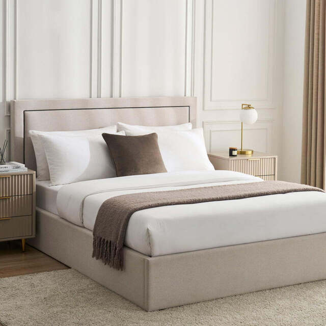 DUSK Windsor Ottoman Storage Bed - Natural/Black - King Size - image 1