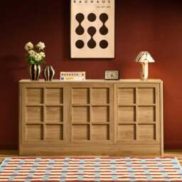 DUSK Carly 3 Door Sideboard - Light Oak Effect - thumbnail 2