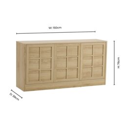 DUSK Carly 3 Door Sideboard - Light Oak Effect - thumbnail 9