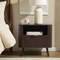 DUSK Hattie 1 Drawer Bedside with Shelf - Walnut
