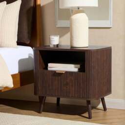 DUSK Hattie 1 Drawer Bedside with Shelf - Walnut - thumbnail 2