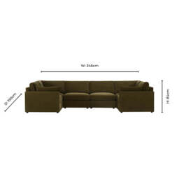 DUSK Miami U Shape Sofa - Chenille Olive - thumbnail 8