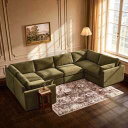 DUSK Miami U Shape Sofa - Chenille Olive - thumbnail 1