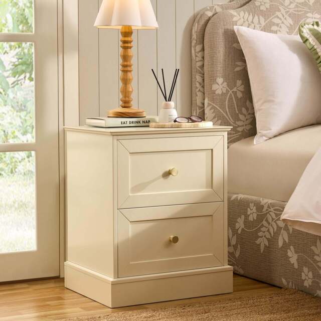 DUSK Ruby 2 Drawer Bedside Table - Cream - image 1