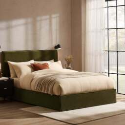 DUSK Oslo Ottoman Storage Bed - Chenille Olive - King Size - thumbnail 6