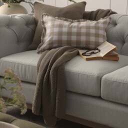 DUSK Chesterfield Pouffe - Natural Stripe - thumbnail 6