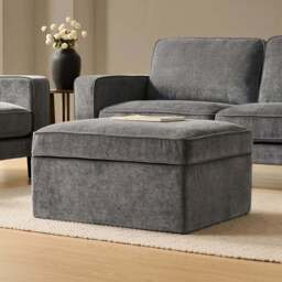 DUSK Soho Ottoman Storage Pouffe - Grey - thumbnail 1