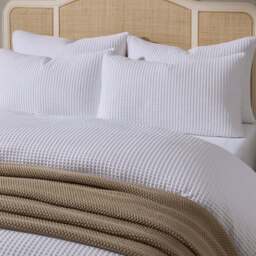 DUSK Portofino Waffle 100% Cotton Duvet Cover 200 Thread Count - White - Single - thumbnail 3