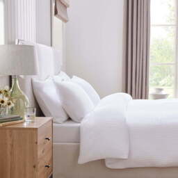 DUSK Portofino Waffle 100% Cotton Duvet Cover 200 Thread Count - White - Single - thumbnail 7