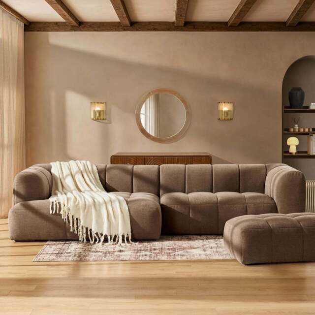 DUSK Manhattan Left Hand Chaise Sofa - Chenille Mushroom - image 1