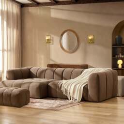 DUSK Manhattan Left Hand Chaise Sofa - Chenille Mushroom - thumbnail 2