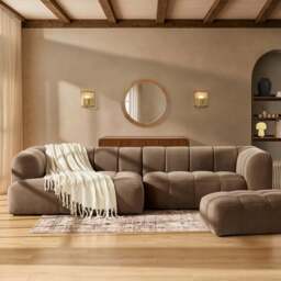 DUSK Manhattan Left Hand Chaise Sofa - Chenille Mushroom - thumbnail 1