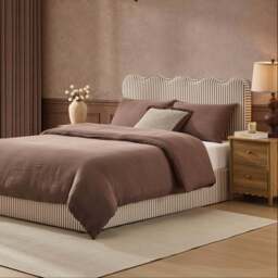 DUSK Wavy Ottoman Storage Bed - Chocolate Stripe - Small Double - thumbnail 1