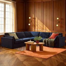 DUSK Miami Left Hand Corner Sofa - Chenille Navy - thumbnail 1