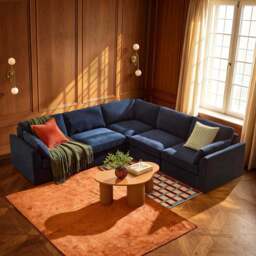 DUSK Miami Left Hand Corner Sofa - Chenille Navy - thumbnail 3