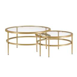 DUSK Glass Round Nesting Coffee Tables - Gold - thumbnail 2