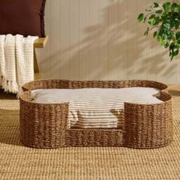 DUSK Percy Bone Shaped Seagrass Dog Bed - Natural - Percy Seagrass & Elio Dog Bed Bundle