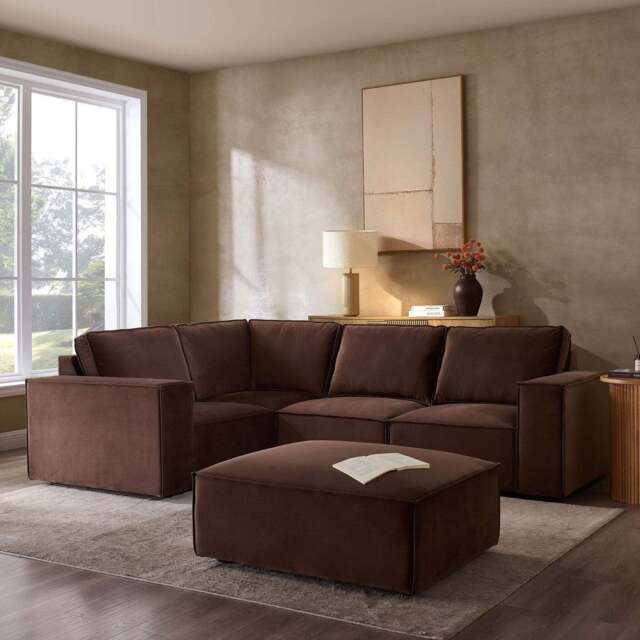 DUSK Brooklyn Small Left Hand L-Shape Sofa - Cappuccino - image 1