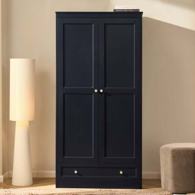 DUSK Ruby 2 Door Wardrobe with Drawer - Midnight - image 1