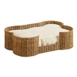 DUSK Percy Bone Shaped Seagrass Dog Bed - Natural - Small Bed - thumbnail 2