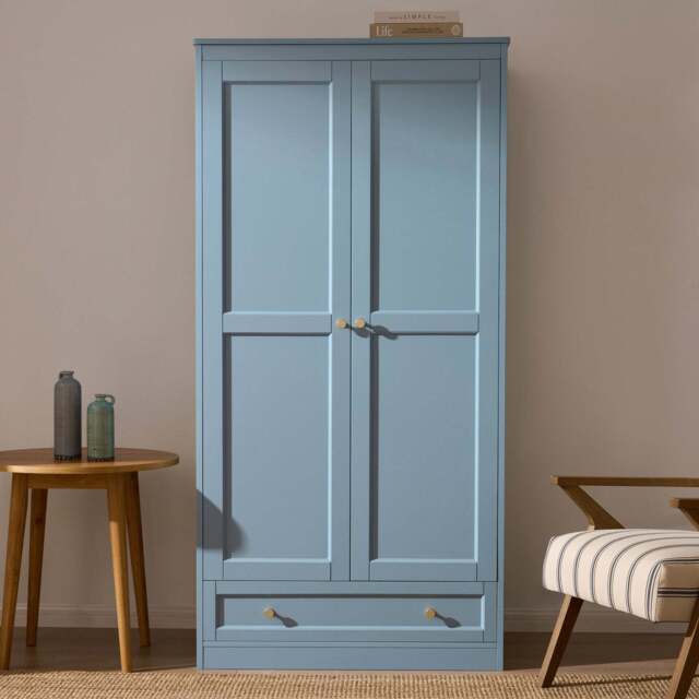 DUSK Ruby 2 Door Wardrobe with Drawer - Sky Blue - image 1