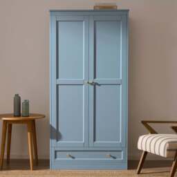 DUSK Ruby 2 Door Wardrobe with Drawer - Sky Blue - thumbnail 1