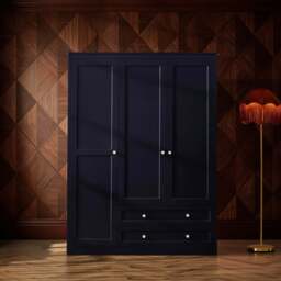 DUSK Ruby 3 Door Wardrobe with Drawers - Midnight - thumbnail 2