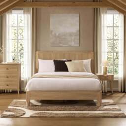 DUSK Hattie Bed Frame - Light Wood - Double - thumbnail 2