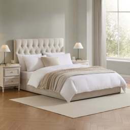 DUSK Middleton Ottoman Storage Bed - Natural - Double - thumbnail 1
