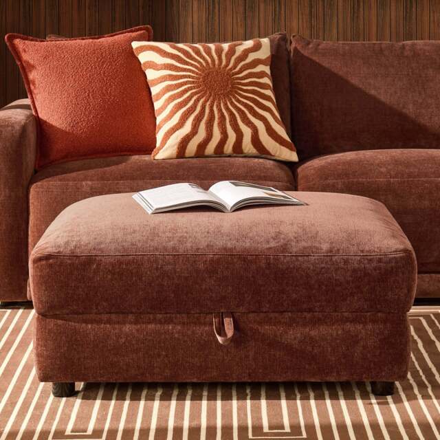 DUSK Lyon Storage Pouffe - Chenille Dark Rust - image 1