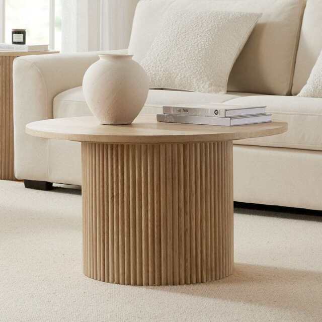 DUSK Hattie Round Pedestal Coffee Table - Light Wood - image 1