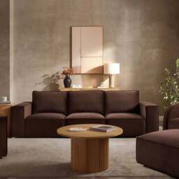DUSK Hattie Round Pedestal Coffee Table - Light Wood - thumbnail 9