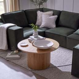 DUSK Hattie Round Pedestal Coffee Table - Light Wood - thumbnail 2