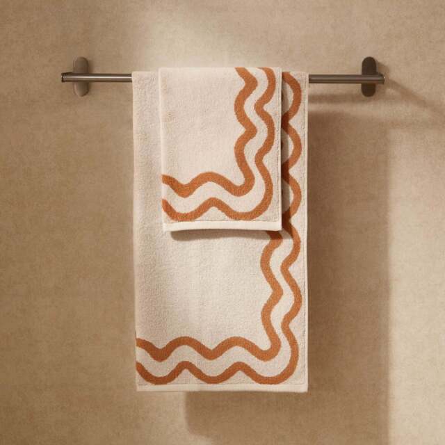 DUSK Scalloped Cotton Towels - Burnt Orange - Hand Towel - image 1