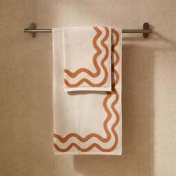 DUSK Scalloped Cotton Towels - Burnt Orange - Hand Towel